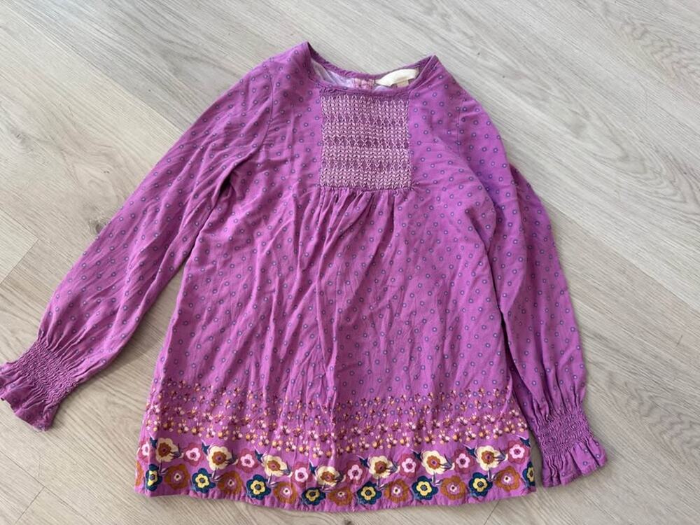 Matilda Jane Girls Size 6 Purple Floral Back Button Up Long Sleeve Shirt